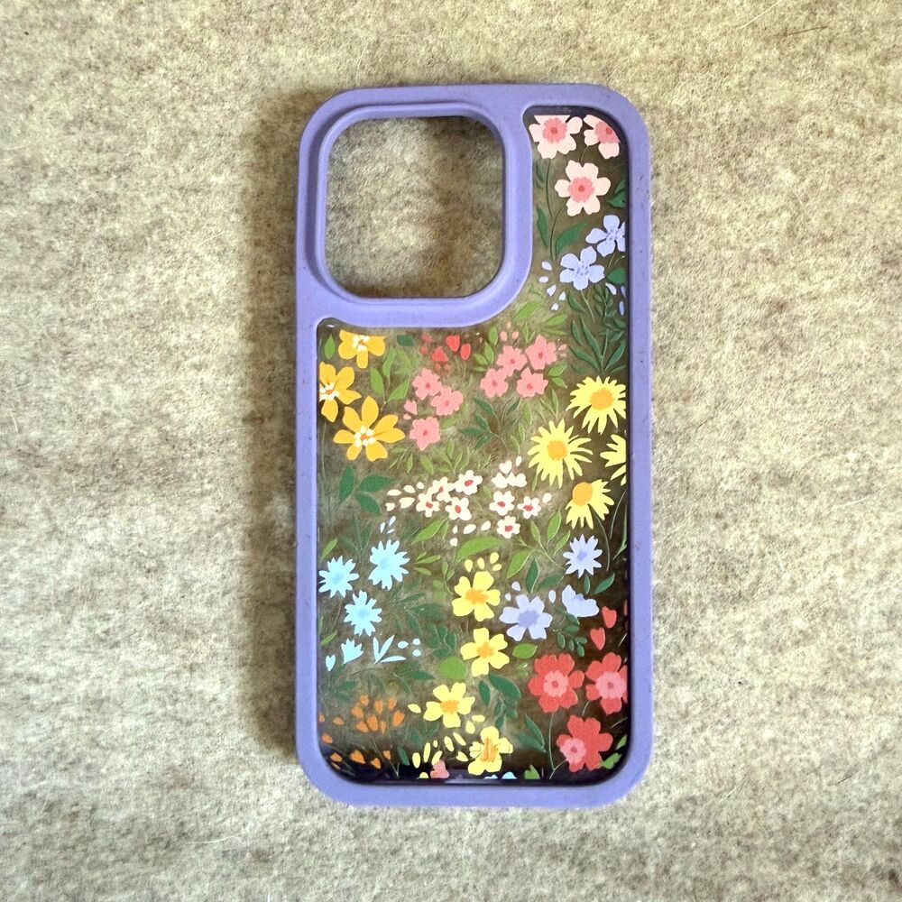 Pela lavender edge clear wildflower phone case Iphone 16pro compostable cover